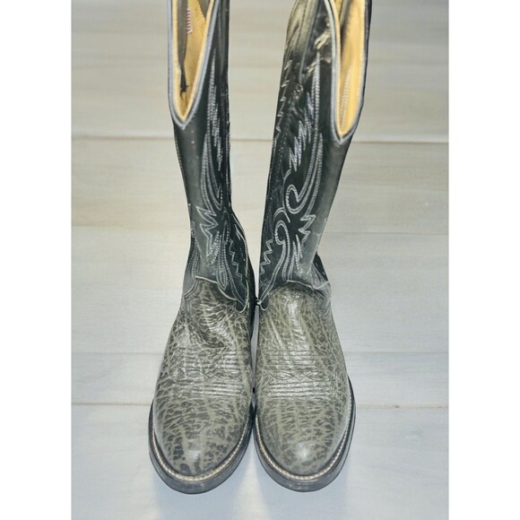 Vtg Heritage West HH Cowboy Boots Mens Black Leather  Sz 7 1/2 EE West. Stitched - Picture 3 of 8